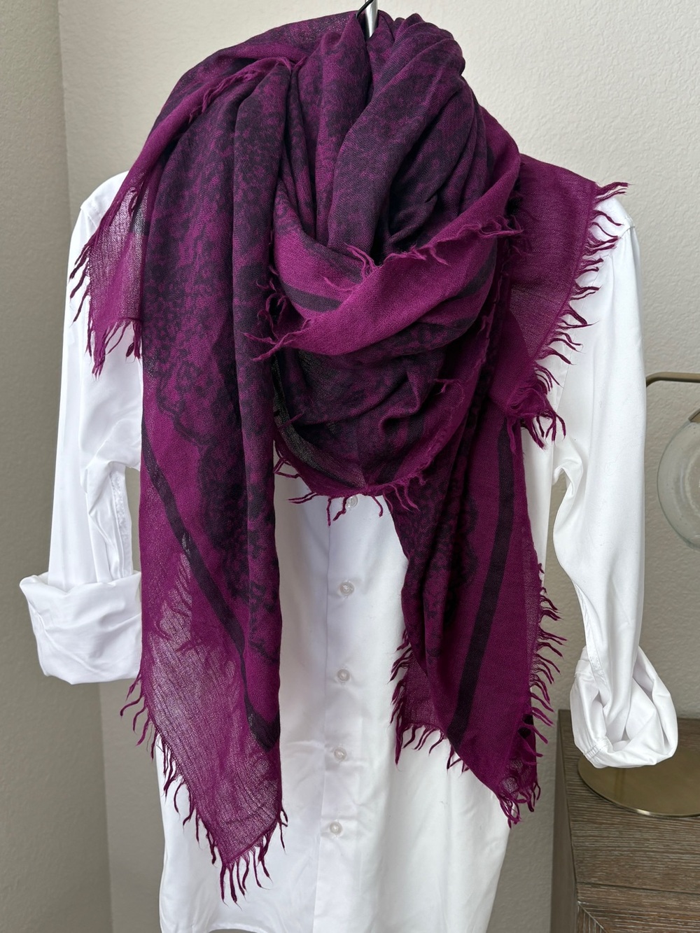 EUC Luxurious Purple/Pink Bajra Fringe Scarf
